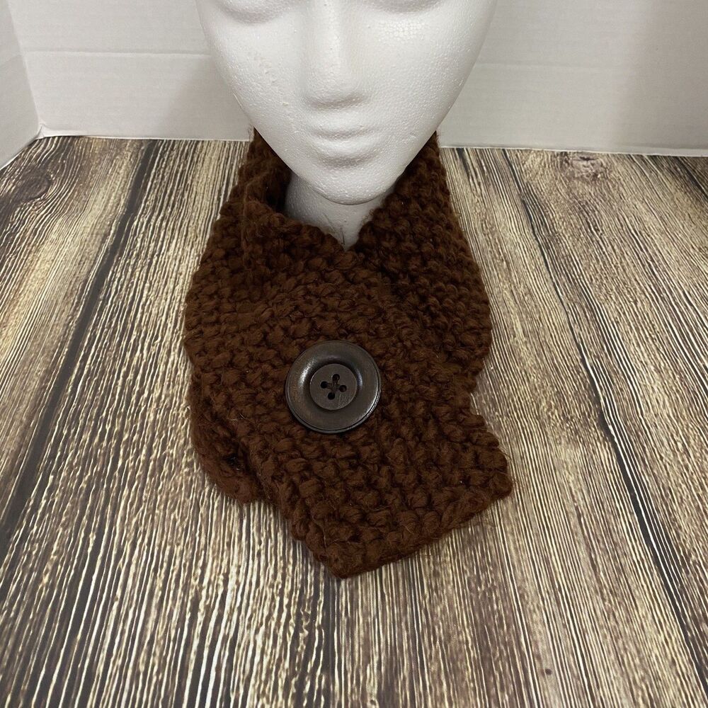 Fossil Womens One Button Knit Snood Neck Warmer One Size Brown Acrylic